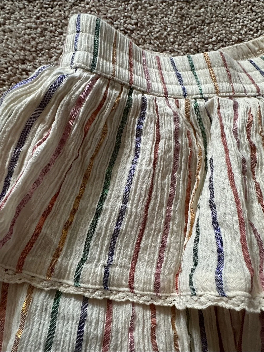3 GAP Girls Tiered Skort Trio - Red, Navy & Rainbow Stripe Cream